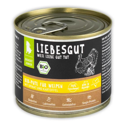 Bio-Pute mit Bio-Spinat und Bio-Kartoffel