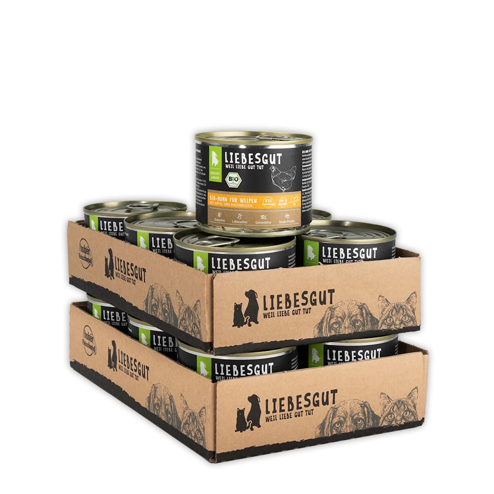 Bio-Huhn mit Bio-Apfel und Bio-Buchweizen