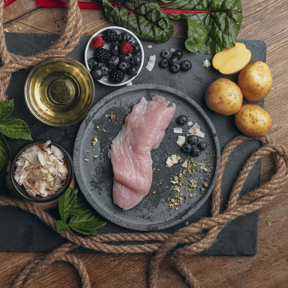 Bio-Pute mit Bio-Spinat und Bio-Kartoffel